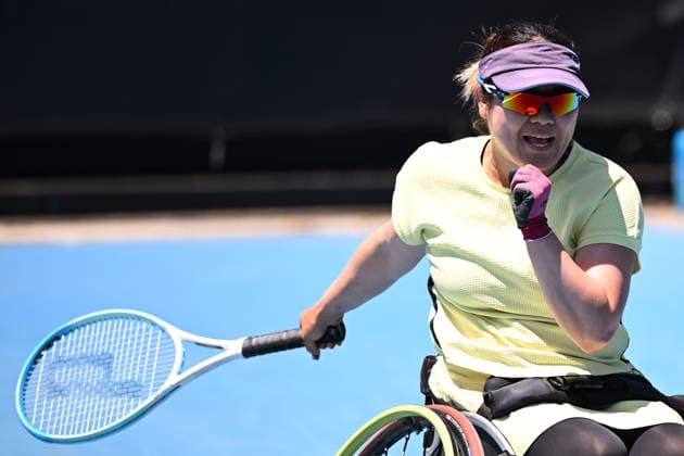 TENNIS AUSTRALIAN OPEN, Saki Takamuro of Japan in action during her 1st round wheelchair singles match against compatriot Momoko Ohtani on day 9 of the 2026 Australian Open tennis tournament at Melbourne Park in Melbourne, Monday, January 26, 2026. ( NO ARCHIVING MELBOURNE VICTORIA AUSTRALIA  Copyright: xJAMESxROSSx 20260126169679654023