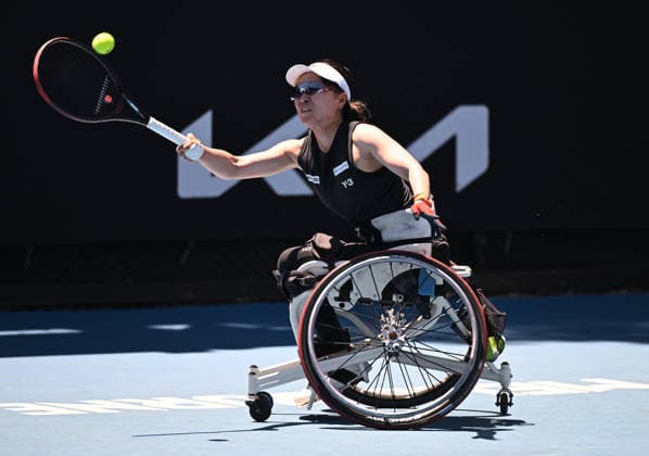 TENNIS AUSTRALIAN OPEN, Momoko Ohtani of Japan in action during her 1st round wheelchair singles match against compatriot Saki Takamuro on day 9 of the 2026 Australian Open tennis tournament at Melbourne Park in Melbourne, Monday, January 26, 2026. ( NO ARCHIVING MELBOURNE VICTORIA AUSTRALIA  Copyright: xJAMESxROSSx 20260126131879218562