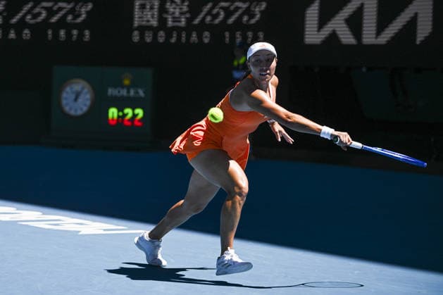 Australian Open 2026 MELBOURNE, AUSTRALIA - JANUARY 26: Jessica Pegula of USA in action against Maddison Keys of USA (not seen) during round 4 at the Australian Open grand slam tennis tournament at Melbourne Park in Melbourne, Australia on January 26, 2026. Mark Avellino Anadolu Melbourne Australia. Editorial use only. Please get in touch for any other usage.  Copyright: x2026xAnadoluxMarkxAvellinox