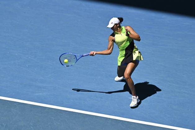 Australian Open 2026 MELBOURNE, AUSTRALIA - JANUARY 26: Maddison Keys of USA in action against Jessica Pegula of USA (not seen) during round 4 at the Australian Open grand slam tennis tournament at Melbourne Park in Melbourne, Australia on January 26, 2026. Mark Avellino Anadolu Melbourne Australia. Editorial use only. Please get in touch for any other usage.  Copyright: x2026xAnadoluxMarkxAvellinox