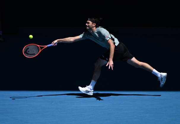 TENNIS AUSTRALIAN OPEN, Taylor Fritz of USA in action during the Men™s 4th round match against Lorenzo Musetti of Italy on day 9 of the 2026 Australian Open tennis tournament at Melbourne Park in Melbourne, Monday, January 26, 2026. ( NO ARCHIVING MELBOURNE VICTORIA AUSTRALIA  Copyright: xJAMESxROSSx 20260126171674819638