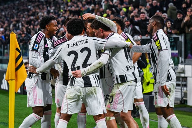 January 25, 2026, Turin, Italy: Filip Kostic of Juventus FC seen celebrating with his teammates after scoring a goal during Serie A 2025 26 football match between Juventus FC and SSC Napoli at Allianz Stadium .. FINAL SCORE; Juventus 3 : 0 Napoli Turin Italy - ZUMAs197 20260125_aaa_s197_262 Copyright: xFabrizioxCarabellix