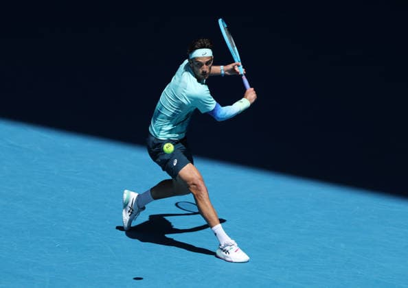 January 26, 2026, Melbourne, Victoria, Australia: LORENZO MUSETTI of Italy during the match against T. Fritz of USA in the fourth round of Australian Open, Melbourne, Australia. Musetti won 6:2, 7:5, 6:4. Melbourne Australia - ZUMAc278 20260126_zsp_c278_025 Copyright: xMarcinxCholewinskix