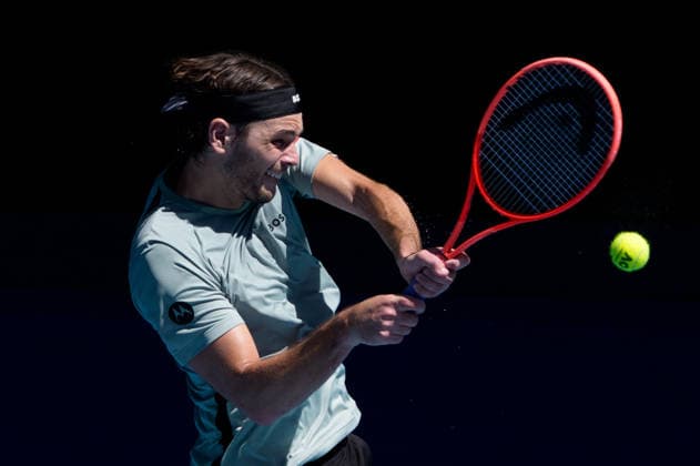 January 26, 2026: 9th seed TAYLOR FRITZ of the USA in action against 5th seed LORENZO MUSETTI of Italy on Rod Laver Arena in a Men s Singles 4th round match on day 9 of the 2026 Australian Open in Melbourne, Australia. MUSETTI won 62 75 64. Cal Media Melbourne Australia - ZUMAc04_ 20260126_faf_c04_038 Copyright: xSydneyxLowx