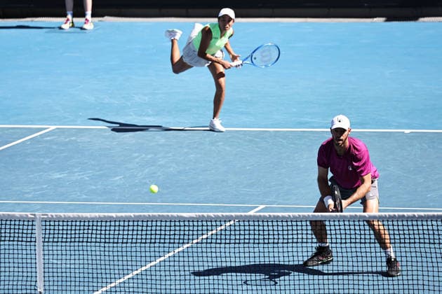 Zhang Shuai, CHN, and Tim Pütz, GER, during mixed doubles at 2026 Australian Open in Melbourne, 26 01 2026