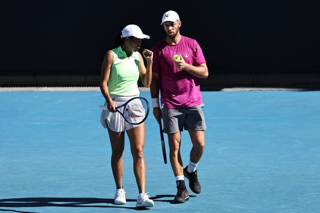 Zhang Shuai, CHN, and Tim Pütz, GER, during mixed doubles at 2026 Australian Open in Melbourne, 26 01 2026