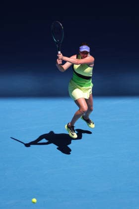 Amanda Anisimova, USA, during fourth round of 2026 Australian Open in Melbourne, 26 01 2026
