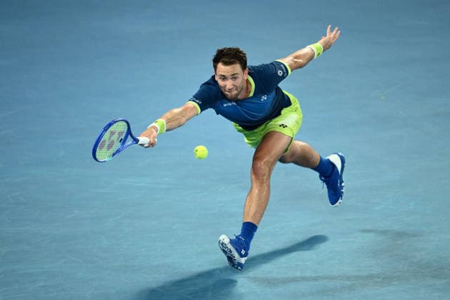 TENNIS AUSTRALIAN OPEN, Casper Ruud of Norway in action during the Men™s 4th round match against Ben Shelton of USA on day 9 of the 2026 Australian Open tennis tournament at Melbourne Park in Melbourne, Monday, January 26, 2026. ( NO ARCHIVING MELBOURNE VICTORIA AUSTRALIA  Copyright: xJOELxCARRETTx 20260126137839580458