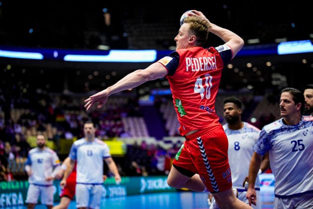 Handball European Championship 2026 Portugal Norway Herning, Denmark 20260126 August Baskar Pedersen during the European Championship handball match between Portugal and Norway in the Boxen arena in Herning Photo Stian Lysberg Solum NTB Herning Denmark EDITORIAL USE ONLY RESTRICTED USE FOR BETTING COMPANIES  Copyright: xStianxLysbergxSolumx xNTBx
