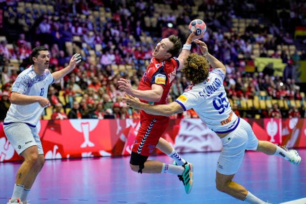 Handball European Championship 2026 Portugal Norway Herning, Denmark 20260126 Sander Sagosen during the European Championship handball match between Portugal and Norway at Boxen arena in Herning Photo Stian Lysberg Solum NTB Herning Denmark EDITORIAL USE ONLY RESTRICTED USE FOR BETTING COMPANIES  Copyright: xStianxLysbergxSolumx xNTBx