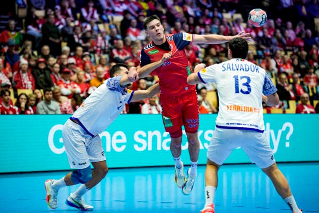 Handball European Championship 2026 Portugal Norway Herning, Denmark 20260126 Patrick Helland Anderson during the European Championship handball match between Portugal and Norway at Boxen arena in Herning Photo Stian Lysberg Solum NTB Herning Denmark EDITORIAL USE ONLY RESTRICTED USE FOR BETTING COMPANIES  Copyright: xStianxLysbergxSolumx xNTBx