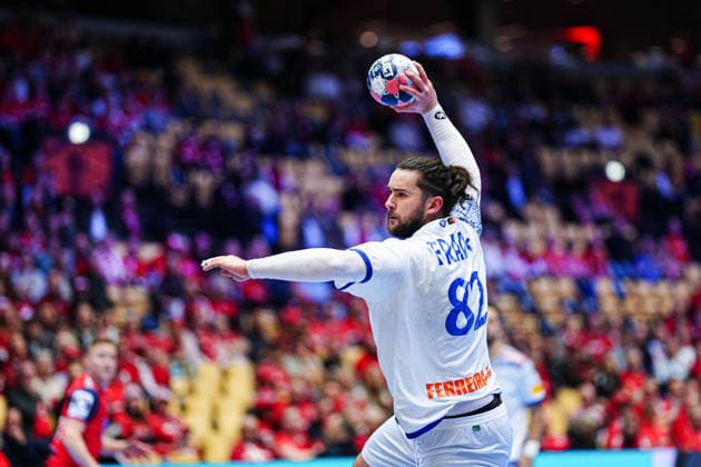 Throw Goal Luis Frade Portugal, 82 DEN, Portugal vs Norway, Handball, EHF European Championship 2026, Main Round, Matchday 3, 26 01 2026 DEN, Portugal vs Norway, Handball, EHF European Championship 2026, Main Round, Matchday 3, 26 01 2026 Herning Copyright: xEibner-Pressefoto MarcelxvonxFehrnx EP_MFN