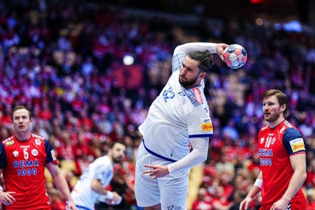 Throw Goal Luis Frade Portugal, 82 DEN, Portugal vs Norway, Handball, EHF European Championship 2026, Main Round, Matchday 3, 26 01 2026 DEN, Portugal vs Norway, Handball, EHF European Championship 2026, Main Round, Matchday 3, 26 01 2026 Herning Copyright: xEibner-Pressefoto MarcelxvonxFehrnx EP_MFN