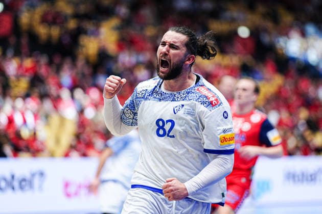 Goal celebration Luis Frade Portugal, 82 DEN, Portugal vs Norway, Handball, EHF European Championship 2026, Main Round, Matchday 3, 26 01 2026 DEN, Portugal vs Norway, Handball, EHF European Championship 2026, Main Round, Matchday 3, 26 01 2026 Herning Copyright: xEibner-Pressefoto MarcelxvonxFehrnx EP_MFN