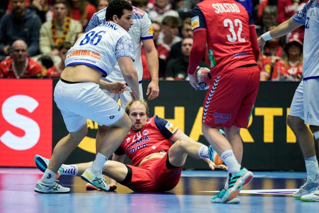 Handball European Championship 2026 Portugal Norway Herning, Denmark 20260126 Magnus Fredriksen during the European Championship handball match between Portugal and Norway at Boxen arena in Herning Photo Stian Lysberg Solum NTB Herning Denmark EDITORIAL USE ONLY RESTRICTED USE FOR BETTING COMPANIES  Copyright: xStianxLysbergxSolumx xNTBx
