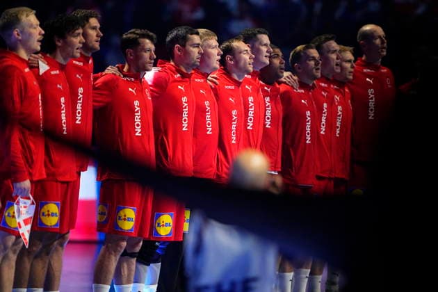 European Men s Handball Championship Denmark Germany Denmarks players prior to the EHF Euro 2026 main round men s handball match between Denmark and Germany at Jyske Bank Boxen in Herning, Monday, January 26, 2026 Photo Bo Amstrup Scanpix 2026 , Herning Denmark  Copyright: BoxAmstrupx spdk20260126-202825-L