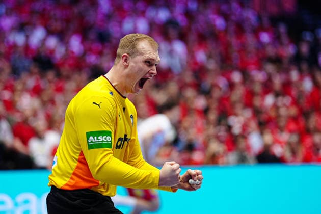 Cheering after parade David Spaeth Germany, 01 DEN, Germany vs Denmark, Handball, EHF European Championship 2026, Main Round, Matchday 3, 26 01 2026 DEN, Germany vs Denmark, Handball, EHF European Championship 2026, Main Round, Matchday 3, 26 01 2026 Herning Copyright: xEibner-Pressefoto MarcelxvonxFehrnx EP_MFN