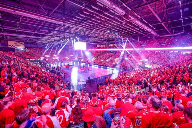 26 01 2026, Handball, Men s EHF EURO 2026, Germany Denmark, Jyske Bank Boxen in Herning, Denmark, Main Round Feature Overview Interior View Overview Spectators Fans Visitors Full Venue Denmark