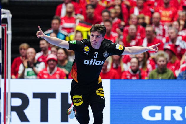 Goal celebration Nils Lichtlein Germany, 03 DEN, Germany vs Denmark, Handball, EHF European Championship 2026, Main Round, Matchday 3, 26 01 2026 DEN, Germany vs Denmark, Handball, EHF European Championship 2026, Main Round, Matchday 3, 26 01 2026 Herning Copyright: xEibner-Pressefoto MarcelxvonxFehrnx EP_MFN