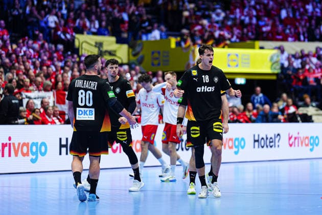 Goal celebration Germany DEN, Germany vs Denmark, Handball, EHF European Championship 2026, Main Round, Matchday 3, 26 01 2026 DEN, Germany vs Denmark, Handball, EHF European Championship 2026, Main Round, Matchday 3, 26 01 2026 Herning Copyright: xEibner-Pressefoto MarcelxvonxFehrnx EP_MFN