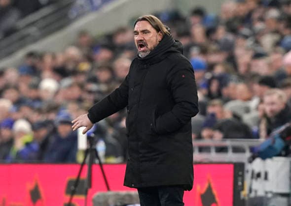Liverpool, England, 26th January 2026. Daniel Farke manager of Leeds United during the Everton vs Leeds United Premier League match at Hill Dickinson Stadium, Liverpool. Picture credit should read: Andrew Yates Sportimage EDITORIAL USE ONLY. No use with unauthorised audio, video, data, fixture lists, club league logos or live services. Online in-match use limited to 120 images, no video emulation. No use in betting, games or single club league player publications. SPI_024_AY_Everton_Leeds SPI-4481-0024