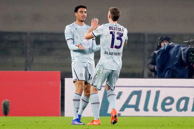 Udinese s Arthur Atta celebration goal 0-1 during the Serie A soccer match between Hellas Verona and Udinese at the Bentegodi Stadium in Verona, north west Italy - Monday , January 26 , 2026. - Soccer .  Copyright: xPaolaxGarbuio Lapressex