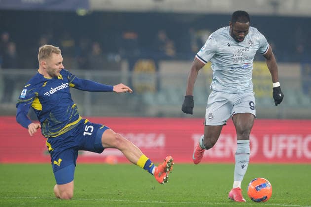 CALCIO - Serie A - Hellas Verona FC VS Udinese Calcio Keinan Davis of Udinese Calcio carries the ball during the soccer match between Hellas Verona FC and Udinese Calcio, MD 22 of Serie A Enilive Italian soccer championship 2025 2026 at Marcantonio Bentegodi Stadium on January 26, 2026, Verona, Italy. Verona Italy  Copyright: xIPAxSport ABACAx