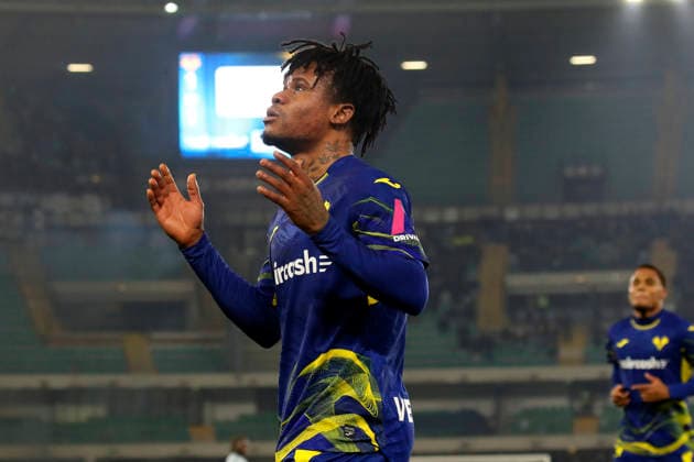 Verona™s Gift Orban celebration goal 1-1 during the Serie A soccer match between Hellas Verona and Udinese at the Bentegodi Stadium in Verona, north west Italy - Monday , January 26 , 2026. - Soccer .  Copyright: xPaolaxGarbuio LaPressex