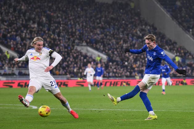 Everton v Leeds United, Premier League Everton s James Garner has a shot on goal during the Everton v Leeds United Premier League match at the Hill Dickinson Stadium, Liverpool, England on 26 January 2026 Credit: Gary Oakley Every Second Media Editorial use only. All images are copyright Every Second Media Limited. No images may be reproduced without prior permission. All rights reserved. Premier League and Football League images are subject to licensing agreements with Football DataCo Limited. see https: www.football-dataco.com Copyright: xIMAGO EveryxSecondxMediax ESM-1774-0023 GaryxOakleyx xEveryxSecondxMediax