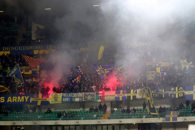 Verona ™s supporters during the Serie A soccer match between Hellas Verona and Udinese at the Bentegodi Stadium in Verona, north west Italy - Monday , January 26 , 2026. - Soccer .  Copyright: xPaolaxGarbuio LaPressex