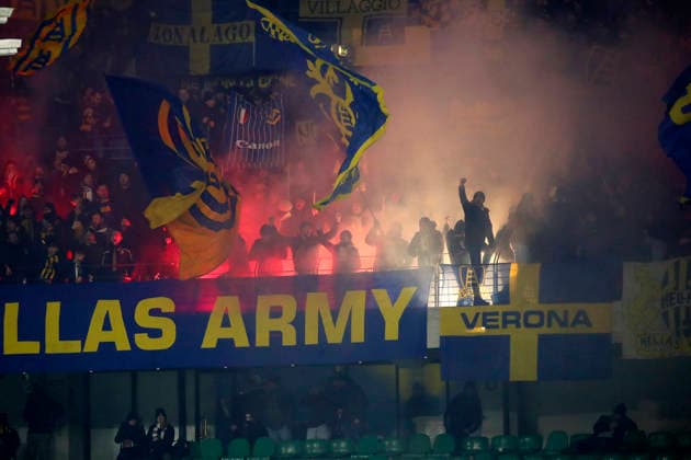 Verona ™s supporters during the Serie A soccer match between Hellas Verona and Udinese at the Bentegodi Stadium in Verona, north west Italy - Monday , January 26 , 2026. - Soccer .  Copyright: xPaolaxGarbuio LaPressex