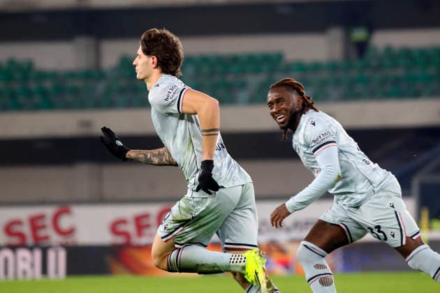 Udinese™s Alessandro Zanoli celebration goal 1-2 during the Serie A soccer match between Hellas Verona and Udinese at the Bentegodi Stadium in Verona, north west Italy - Monday , January 26 , 2026. - Soccer .  Copyright: xPaolaxGarbuio LaPressex