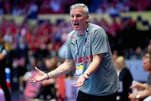 European Men s Handball Championship Denmark Germany Denmark s national coach Nikolaj Jacobsen reacts during the EHF Euro 2026 main round men s handball match between Denmark and Germany at Jyske Bank Boxen in Herning, Monday, January 26, 2026 Photo Bo Amstrup Ritzau Scanpix , Herning Denmark Mors  Copyright: BoxAmrstrupx xRitzauxScanpix BoxAmstrupx spdk20260126-223020-L