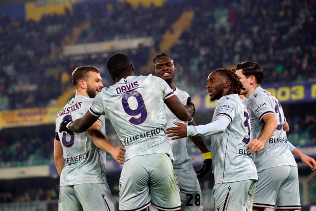 Udinese s Keinan Davis celebration goal 1-3 during the Serie A soccer match between Hellas Verona and Udinese at the Bentegodi Stadium in Verona, north west Italy - Monday , January 26 , 2026. - Soccer .  Copyright: xPaolaxGarbuio LaPressex