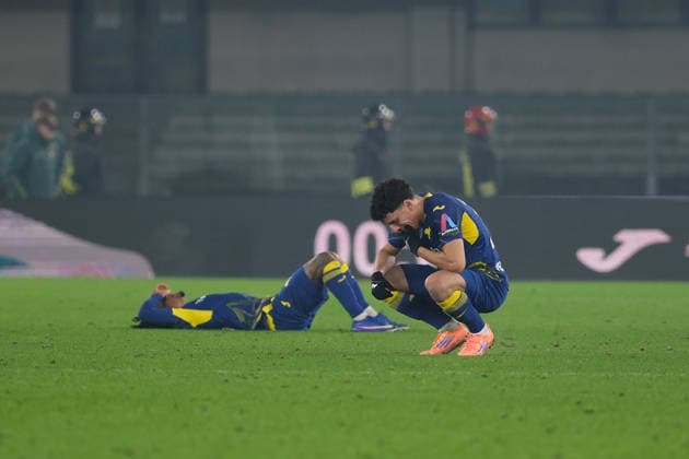Delusion of Hellas Verona FC Player after the end of the soccer match between Hellas Verona FC and Udinese Calcio, MD 22 of Serie A Enilive Italian soccer championship 2025 2026 at Marcantonio Bentegodi Stadium on January 26, 2026, Verona, Italy.  Copyright: xRobertoxTommasini IPAxSportx xipa-agency.netx xx IPA_70600983 IPA_Agency_IPA70600983