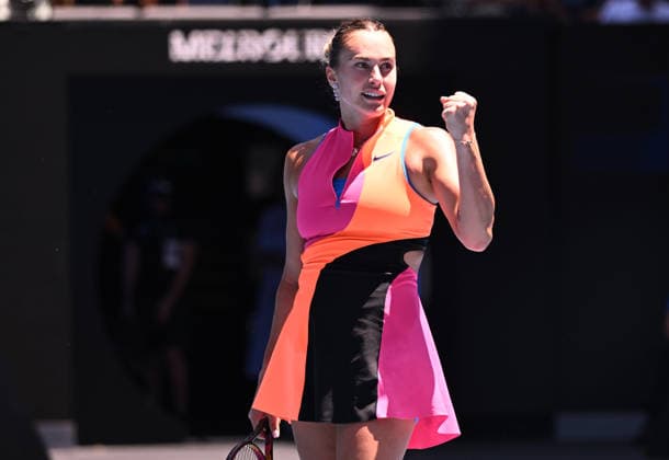 TENNIS AUSTRALIAN OPEN, Aryna Sabalenka of Belarus celebrates winning the Women™s quarter finals match against Iva Jovic of USA on day 10 of the 2026 Australian Open tennis tournament at Melbourne Park in Melbourne, Tuesday, January 27, 2026. ( NO ARCHIVING MELBOURNE VICTORIA AUSTRALIA  Copyright: xJAMESxROSSx 20260127131856735634