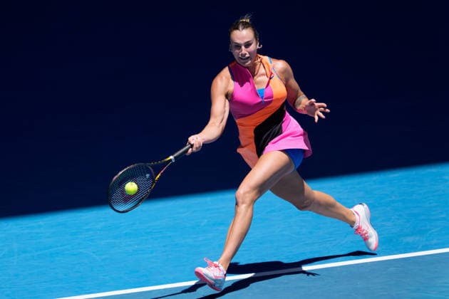 January 27, 2026: 1st seed ARYNA SABALENKA of Belarus in action against 29th seed IVA JOVIC of the USA on Rod Laver Arena in a Men s Singles Quarterfinals match on day 10 of the 2026 Australian Open in Melbourne, Australia. SABALENKA won 63 60. Cal Media Melbourne Australia - ZUMAc04_ 20260127_faf_c04_011 Copyright: xSydneyxLowx
