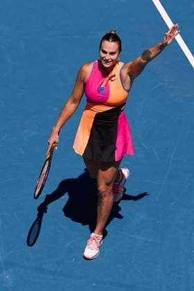 Aryna Sabalenka celebrates winning her match Australian Open tennis tournament, Day Ten, Melbourne Park, Australia - 27 Jan 2026Melbourne Melbourne Park Victoria (VIC) Australia  Copyright: xRachelxBach Shutterstockx 16403663az