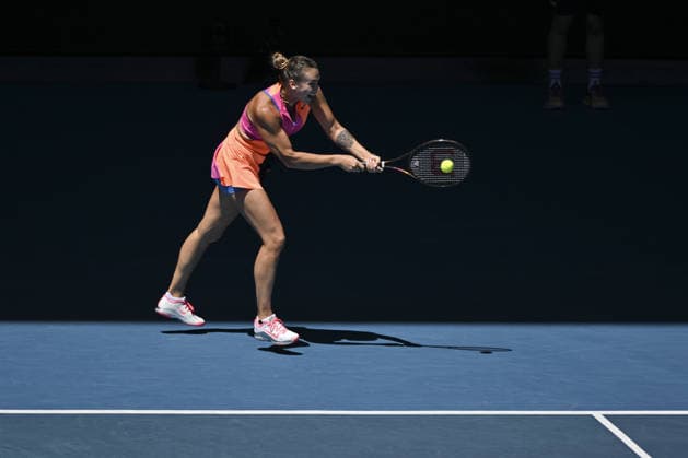 Australian Open 2026 MELBOURNE, AUSTRALIA - JANUARY 27: Aryna Sabalenka in action against Iva Jovic (USA) (not seen) during the Quarterfinals at the Australian Open grand slam tennis tournament at Melbourne Park in Melbourne, Australia on January 27, 2026 Mark Avellino Anadolu Melbourne Australia. Editorial use only. Please get in touch for any other usage.  Copyright: x2026xAnadoluxMarkxAvellinox