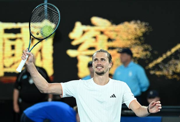 TENNIS AUSTRALIAN OPEN, Alexander Zverev of Germany celebrates winning the Men™s quarter final match against Learner Tien of USA on day 10 of the 2026 Australian Open tennis tournament at Melbourne Park in Melbourne, Tuesday, January 27, 2026. ( NO ARCHIVING MELBOURNE VICTORIA AUSTRALIA  Copyright: xJAMESxROSSx 20260127189183260166