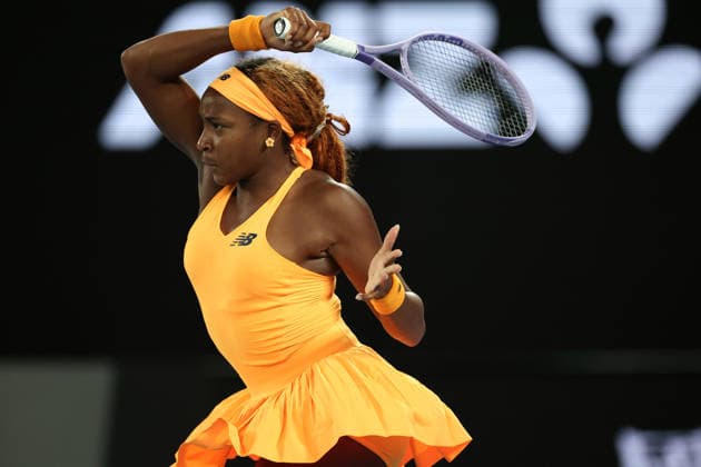 Coco Gauff during her quarter-final match Australian Open tennis tournament, Day Ten, Melbourne Park, Australia - 27 Jan 2026Melbourne Melbourne Park Victoria (VIC) Australia  Copyright: xEllaxLing Shutterstockx 16403664e