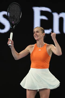 Elina Svitolina celebrates victory in her quarter-final match Australian Open tennis tournament, Day Ten, Melbourne Park, Australia - 27 Jan 2026Melbourne Melbourne Park Victoria (VIC) Australia  Copyright: xEllaxLing Shutterstockx 16403664aq