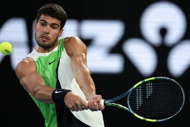 Carlos Alcaraz during his quarter-final match Australian Open tennis tournament, Day Ten, Melbourne Park, Australia - 27 Jan 2026Melbourne Melbourne Park Victoria (VIC) Australia  Copyright: xEllaxLing Shutterstockx 16403664bc