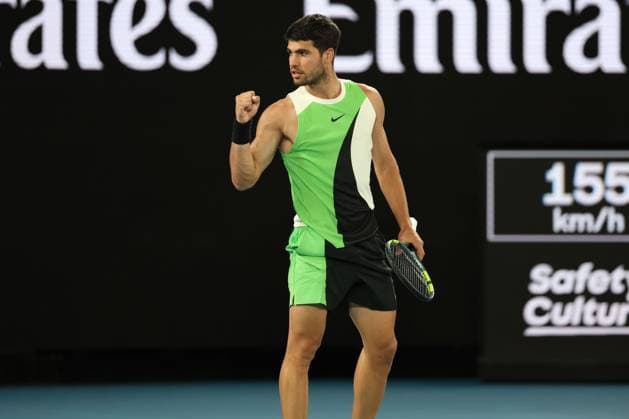 Carlos Alcaraz during his quarter final match Australian Open tennis tournament, Day Ten, Melbourne Park, Australia - 27 Jan 2026Melbourne Melbourne Park Victoria (VIC) Australia  Copyright: xRachelxBach Shutterstockx 16403663fn