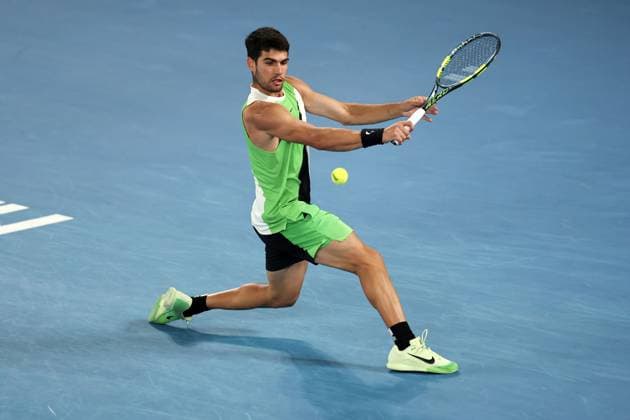 Carlos Alcaraz during his quarter-final match Australian Open tennis tournament, Day Ten, Melbourne Park, Australia - 27 Jan 2026Melbourne Melbourne Park Victoria (VIC) Australia  Copyright: xEllaxLing Shutterstockx 16403664dk