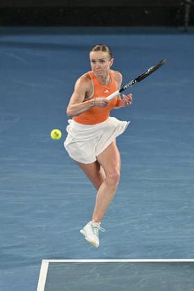 Australian Open 2026 MELBOURNE, AUSTRALIA - JANUARY 27: Elina Svitolina (UKR) in action against Coco Gauff (USA) (not seen) during the Quarterfinals at the Australian Open grand slam tennis tournament at Melbourne Park in Melbourne, Australia on January 27, 2026 Mark Avellino Anadolu Melbourne Australia. Editorial use only. Please get in touch for any other usage.  Copyright: x2026xAnadoluxMarkxAvellinox