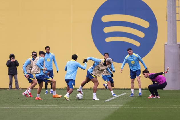 January 27, 2026, Sant Joan Despi, Barcelona, SPAIN: Ronald Araujo during the training day of FC Barcelona, Barca ahead UEFA Champions League 2025 26, football match against FC Copenhague at Ciutat Esportiva Joan Gamper on January 27, 2026 in Sant Joan Despi, Barcelona, Spain. Sant Joan Despi SPAIN - ZUMAa181 20260127_zaa_a181_032 Copyright: xJavierxBorregox