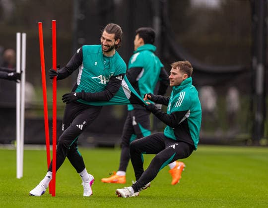Football - UEFA Champions League - Liverpool FC v QarabaÄü FK - MD-1 LIVERPOOL, ENGLAND - Tuesday, January 27, 2026: Liverpool s Alexis Mac Allister (R) ands Dominik Szoboszlai during a training session at the AXA Training Centre ahead of the UEFA Champions League match between Liverpool FC and QarabaÄü FK. (Photo by David Rawcliffe Propaganda) LIVERPOOL AXA Training Centre MERSEYSIDE ENGLAND  Copyright: xDavidxRawcliffex P2026-01-27-Liverpool_ Qarabag_MD-1-20