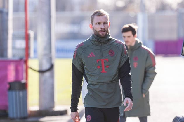 MUENCHEN, GERMANY - JANUARY 27: Konrad Laimer (FC Bayern Muenchen, 27) individual training during the MD-1 practice session before the UEFA Champions league match between PSV Eindhoven and FC Bayern Muenchen on matchday 8 of the UEFA Champions League at Trainingsgelaende an der Saebenerstr. on January 27, 2026 in Muenchen, Germany. Bavaria Germany Copyright: xSteffiexWunderlx