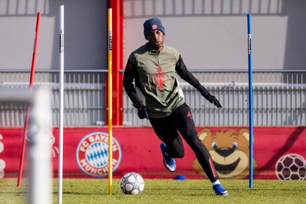 MUENCHEN, GERMANY - JANUARY 27: Nicolas Jackson (FC Bayern Muenchen, 11) during the MD-1 practice session before the UEFA Champions league match between PSV Eindhoven and FC Bayern Muenchen on matchday 8 of the UEFA Champions League at Trainingsgelaende an der Saebenerstr. on January 27, 2026 in Muenchen, Germany. Bavaria Germany Copyright: xSteffiexWunderlx